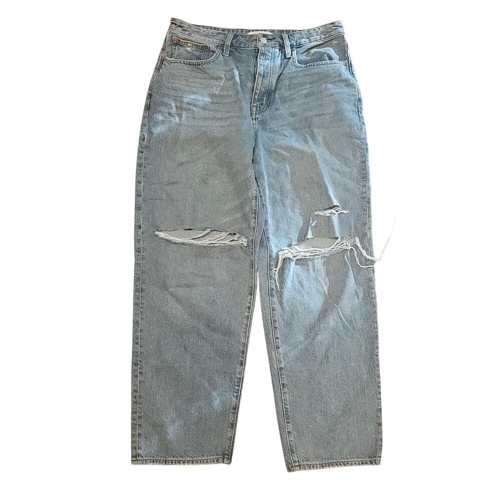 Madewell dad jeans barrel leg distressed high rise baggy womens 29 8 denim wide